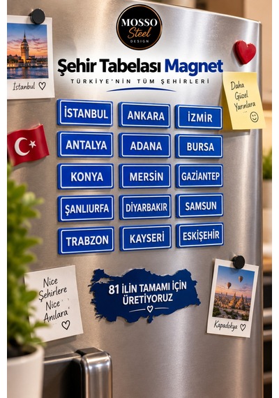 Magnet Şehir Tabelası Magnet Buz Dolabı Süsü Tabela Magnet