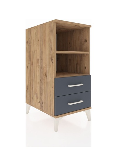 Kronos Komodin 2 Raflı 2 Çekmeceli 44x59x96 Çam-antrasit Atlas Çam