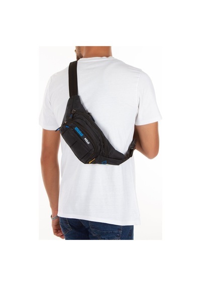 Newish Polo Unisex Siyah Mavi Su Geçirmez Usb Ve Kulaklık Girişli Bel Ve Omuz Çanta Freebag Siyah-mavi.
