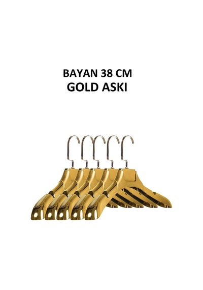 10adet İtalyan Kanca A Kalite Gold Kaplama Plastik Ceket Askısı B Altın