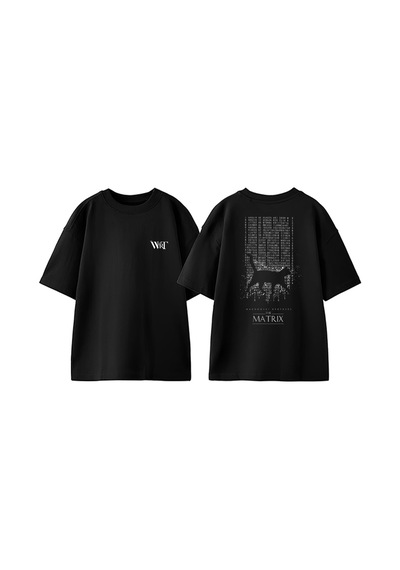 Thewert The Matrıx Cat Tasarım Sırt Baskılı Pamuk Siyah Oversize T-shirt