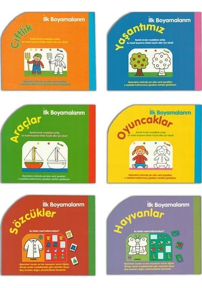 İlk Boyamalarım Renkli Ve Çıkartmalarla Beraber 6 Kitap Set ...