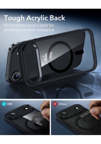 Esr Apple Uyumlu iPhone 17 Air Classic Hybrid Magsafe Kılıf - Kamera Kontrol Buton - Şeffaf Siyah Şeffaf