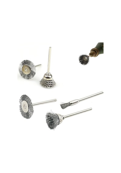 Mini Grinder Uyumlu 5 Li Çelik Tel Fırça Seti Pas Kir Temizleme
