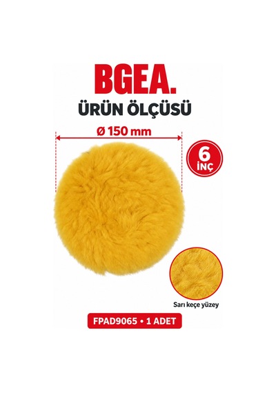 Bgea Premium Kuzu Postu Keçe Eko Sarı 6 İnç 150 Mm 1 Adet