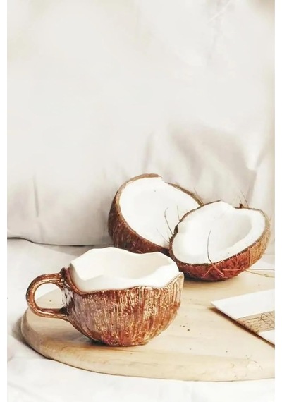 El Yapımı Coconut Kupa 350 Ml Estetik Kahve Fincanı Çok Renkli