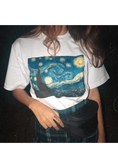 Kalic Studio Yıldızlı Gece. T-shirt Beyaz