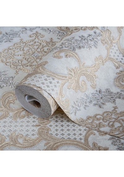 Damask Pattern Wallpaper - Duvar Kağıdı, Krem - Ephes 6802-2, 10,60 M²