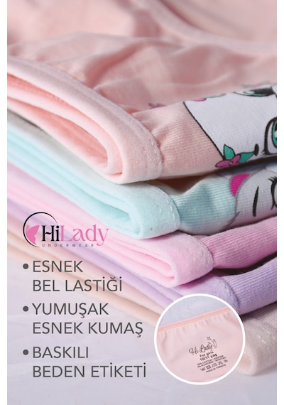 Hilady Kız Çocuk Külot, Karışık Renkli, Kız Çocuk Külot, Yumuşak Pamuklu Kumaş Açık Pembe