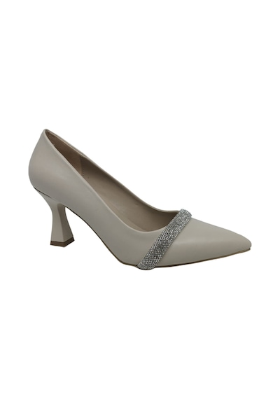 Kadın Ten Taşlı Kadeh Topuk Stiletto Ayakkabı Ten Rengi