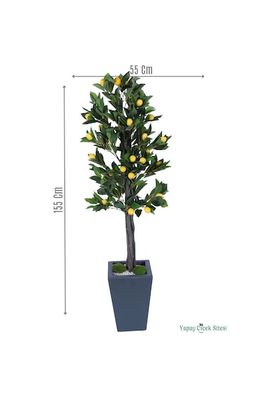 Yapay Çiçek Sitesi Yapay Limon Ağacı 155 Cm Ahşap Saksıda Sarı - Yeşil