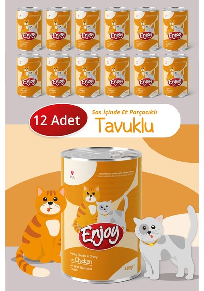 Tavuklu Kedi Konservesi Sos İçinde Et Parçacıklı 400 Gr X12