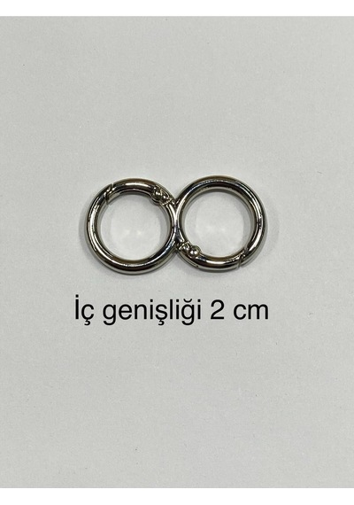 Karantuhafiye Çanta Halkası Yaylı İkili Model 2 Cm Gümüş Gümüş
