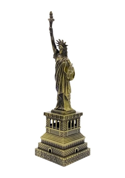 Vintage Metal Usa Özgürlük Heykeli Biblo Antik Bronz 18 Cm