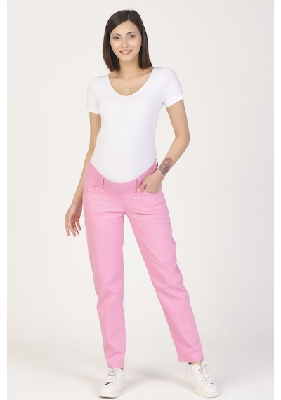 Busa Hamile Alt Karın Destekli Mom Fit Kot Pantolon Pembe-pembe