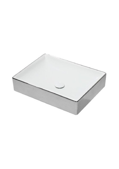 Lucco Square 50 CM Dikdörtgen Lavabo Içi Beyaz Dışı Gümüş