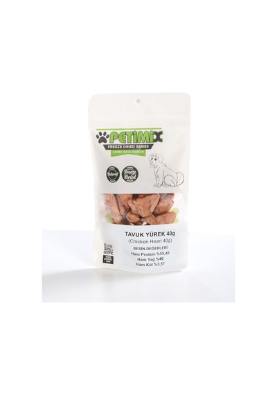 Petimix Freeze Dry Tavuk Yürek Barf Köpek Ödül Maması 40 G