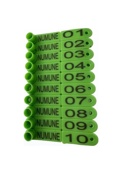 200 Adet Yeşil Renk Parmak Küpe Fry Tag Küçükbaş + Pens Ucu Hediye