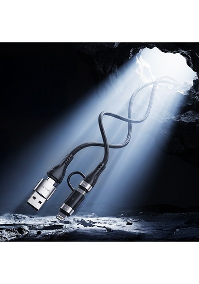 Lenyes Lc568 4in1 Usb-a - Type-c + Type-c To Lightning Data Ve Şarj Kablosu 100w 1m Siyah