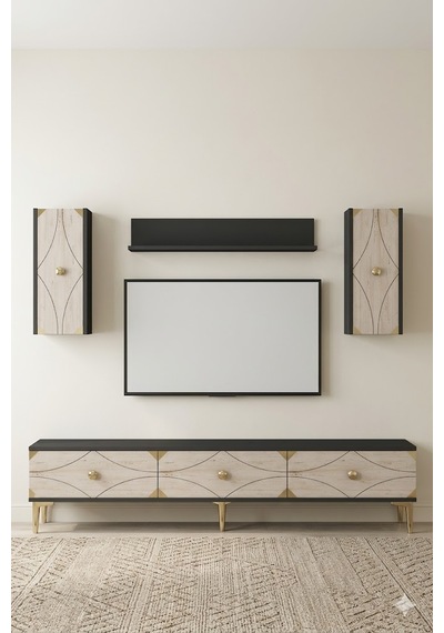 Tvr1897atg Alfa Tv Ünitesi Takımı Antrasit-traverten-gold 180cm