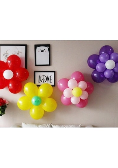 18'li Papatya-çicek Balon Yapma Aparatı Balon Çiçek Yapma Aparatı Dekoratif Balon Çiçek Aparatı Karışık Renkli