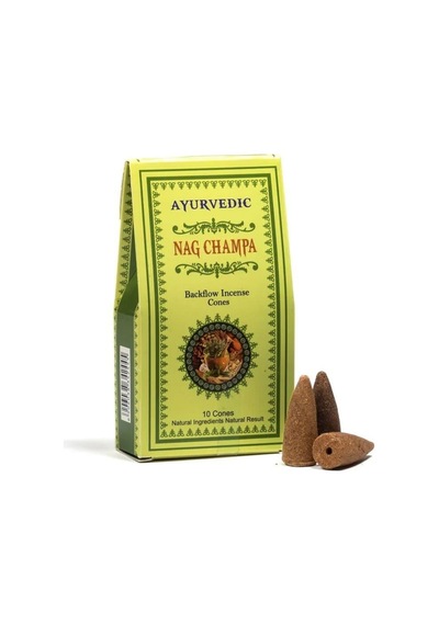 Ayurvedic Marka Geri Akışlı Ters Akışlı Nag Champa Konik Tütsüsü 10 Adet