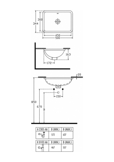 Ideal Strada Tezgah Altı Lavabo Beyaz
