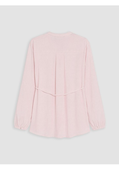 Lcw Modest Pembe Pileli Kuşaklı Oversize Kadın Gömlek Tunik Xl-2xl