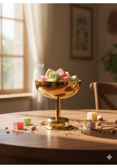 Öz-turan Gold Lux Lokumluk Ikramlık Sunumluk & Dondurmalık Çap:9 Cm Boy:9 Cm Gold