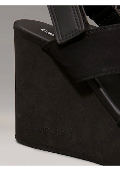 Calvin Klein Jeans Kadın Siyah Deri Blok Topuklu Sandalet Çok Renkli