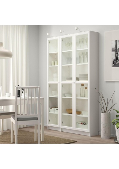 Tr Cam Kapaklı Kitaplık, Beyaz, 120x30x202 Cm Genel
