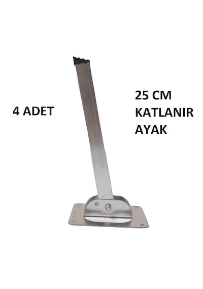4 Adet Katlanır Metal Sofra Ayağı-katlanır Ayak 25 Cm Krom