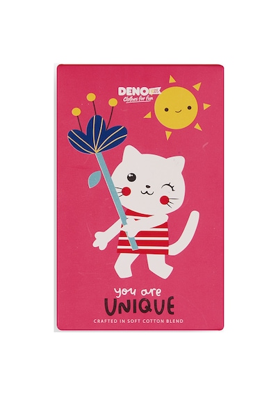 Denokids Kız Çocuk Kedi Desenli Pamuklu Çok Renkli 3'lü Paket Çorap 4-9 Yaş