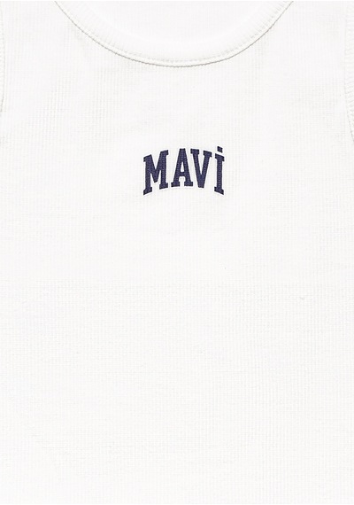 Mavi - Mavi Logo Baskılı Ekru Atlet 7610336-70057 Ekru
