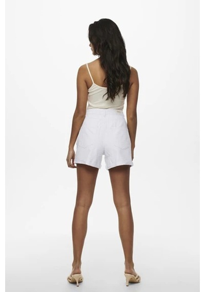 Only Onlvega % 100 Pamuk Regular Fit Yüksek Bel Mini Kot Short Kadın Short 15230571 Beyaz
