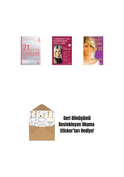 21 Günde İyi Hisset Günlük + Yabancı Dil Öğrenme Yolları + Bugün Zengin Ol + Okuma Sticker'ları