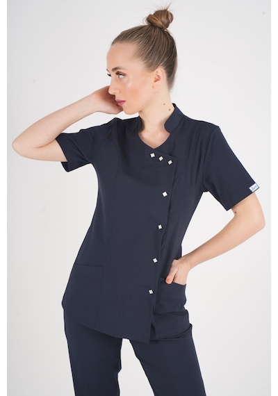 Aylu Model Soft Likra Lacivert Doktor Hemşire Hastane Scrubs Üniforma Takımı Lacivert