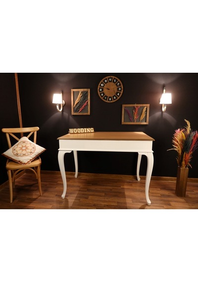 Wooding-Mobilya Wooding 120 Cm Masif Beyaz Naturel Yemek Masası