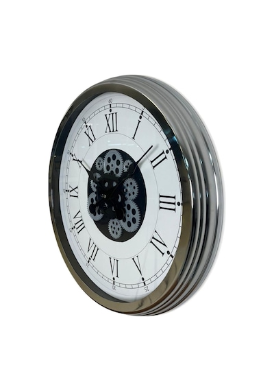 Silver Empire 60 Cm Çarklı Krom Duvar Saati Çok Renkli