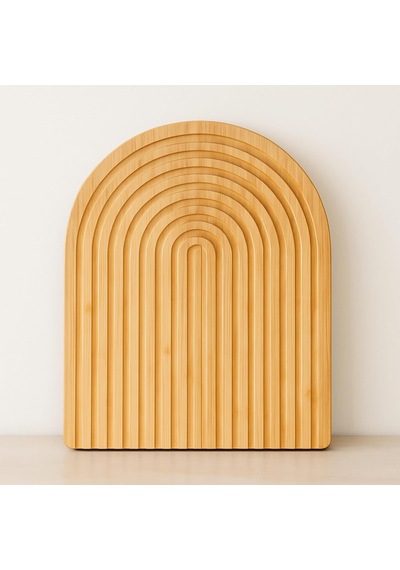 Dekoratif Oval Kesme Ve Sunum Tahtası, Bambu, 32.5 X 24.5 Cm, Doğal Çok Renkli