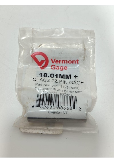 Vermont Gage Çelik Pin Kontrol Eşi 18,01mm