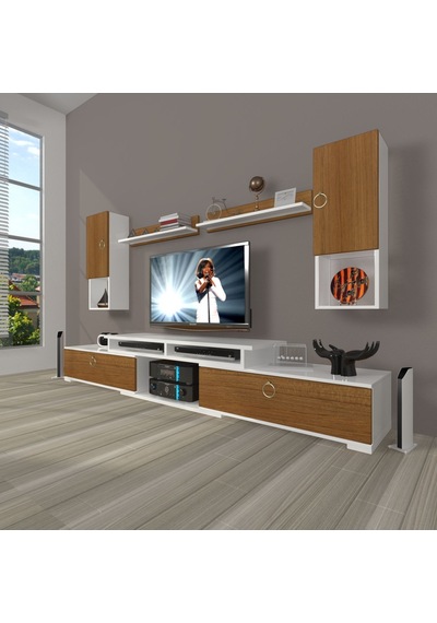 Decoraktiv Flex 5da130 Mdf Gold Tv Ünitesi Tv Sehpası Beyaz - Ceviz