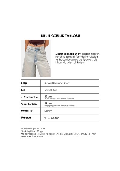 Itsbasic Kadın Tint 4s6-67 Rahat Kesim Denim Bermuda Şort