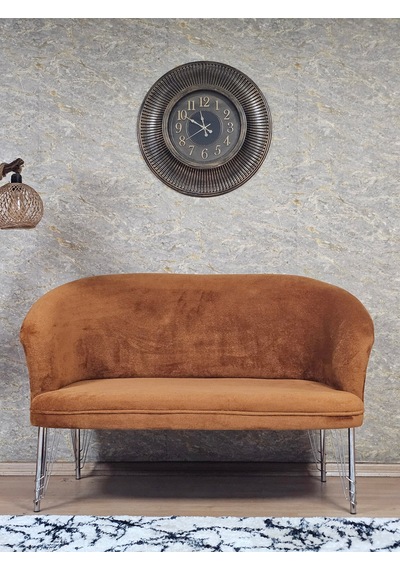 Zafir İkili Teddy Krom Kaplama Telli Ayak Çay Seti Koltuk İkili Berjer , Balkon, Salon, Ofis Kiremit