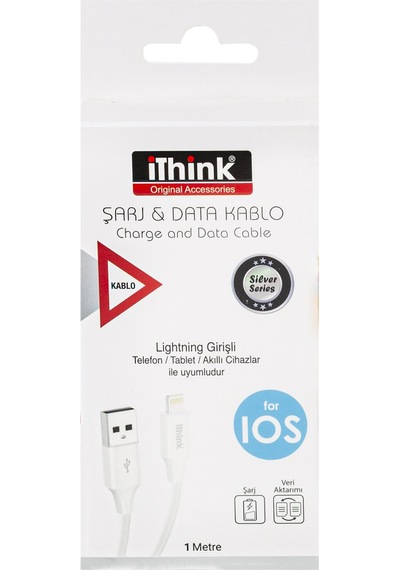 Ithink Silver Lightning Şarj Veri Aktarım Kablosu 1 M Beyaz