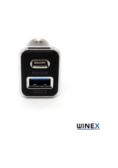 Winex Usba-Pd18W Çift Çıkışlı Araç Şarj Aleti Siyah