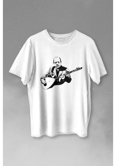 Neşet Ertaş Bozkırın Tezenesi Halk Müziği Bağlama Baskılı Tişört Unisex T-shirt 001