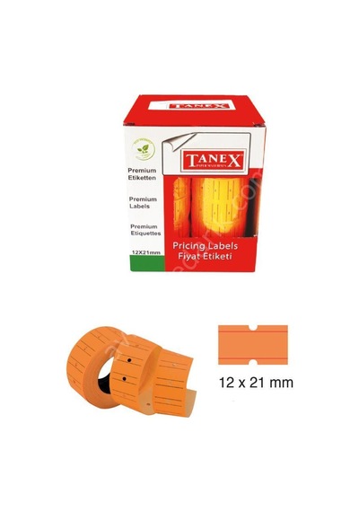 Tanex Fiyat Etiketi 21X12 CM Turuncu Renk 800'lü 6Lı Rulo