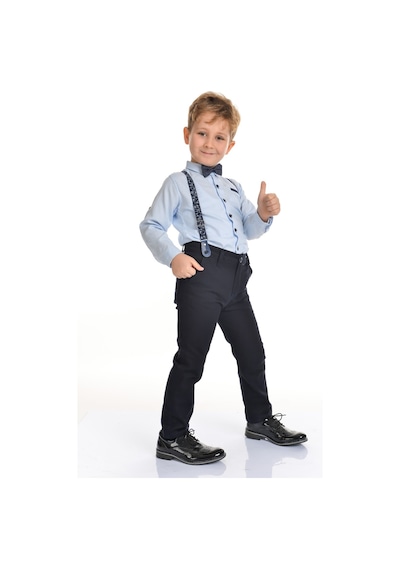 Mnk Baby & Kids Oxford Gömlek Uzun Pantolon Erkek Çocuk Takımı Mavi