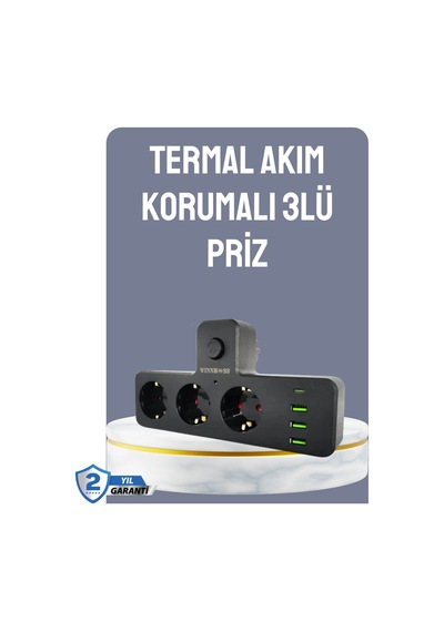 Hubrendy Tekno Anahtarlı Çoklu Priz 3 Usb 1 Type-c Hızlı Şarj Destekli 0